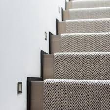 white herringbone staircase runner