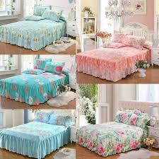 1 Pcs Romantic Bloom Pattern Bed Skirt