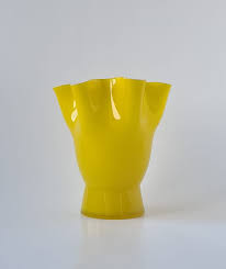 Vintage Art Glass Yellow Ruffle Top