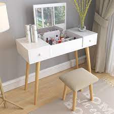 2 in 1 makeup study table with stool