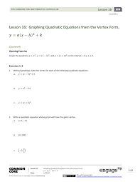 Lesson 16 Graphing Quadratic Equations