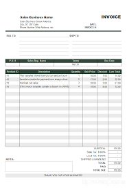 Sales Invoice Template For United States