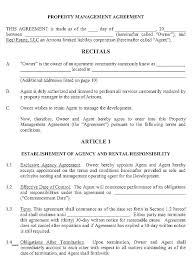 Property Manager Agreement Template Hospitality Contract
