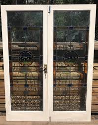 Pair Of Reclaimed Stained Glass French