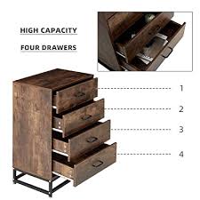 The cheapest offer starts at £10. Buy Mellcom Chest Of Drawers Industrial Tall Dresser With 4 Drawers Wood Storage Cabinet With Sturdy Metal Frame Organizer Unit For Bedroom Living Room Hallway Dark Brown Online In Indonesia B092r4ht8q
