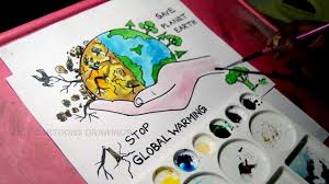 How To Draw Stop Global Warming And Save Planet Earth Drawing