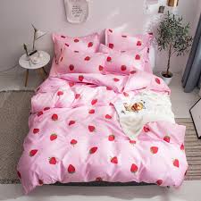 bedding sets 3 set pink strawberry
