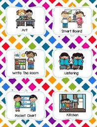 Center Signs Pocket Chart Size Half Page Rainbow Theme Classroom