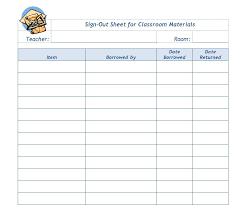 Classroom Sign Out Sheet Template