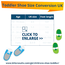 toddler shoe size chart uk by age