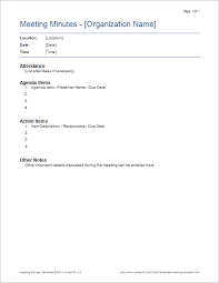 Meeting Minutes Templates For Word
