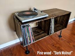 My cats would always sleep on top of the turntable. Rustic Record Player Cabinet Table With Middle Divider Mq Woodworking