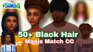 50 black hair maxis match cc with