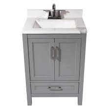 Home depot kitchen/bathroom remodel rating: Amluxx Salerno 25 In Bath Vanity In Grey With Cultured Marble Vanity Top With Backsplash In Carrara White With White Basin Sl24gr T25crb The Home Depot