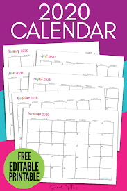 Here is the list of printable blank calendar templates that are available for the year 2021, which you can use for various calendar planning purposes. Custom Editable 2020 Free Printable Calendars Sarah Titus From Homeless To 8 Figures