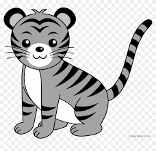 cute tiger free black white