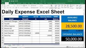 maintain daily accounts in excel format