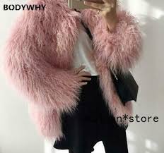 Blush Pink Fur Sleeve Coat Ostrich