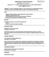 Example Resume For A Homemaker Returning To Work Home Decor