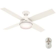 Hunter Part 59252 Hunter Dempsey 52 In Led Indoor Outdoor Fresh White Ceiling Fan With Light Kit And Remote Ceiling Fans Home Depot Pro