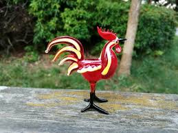 Glass Rooster Figurine Art Glass