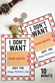 The gift card may be used, up to the balance of the card, to purchase goods at participating five guys restaurants. Free Printable Funny Valentine Gift For Guys Polka Dot Chair
