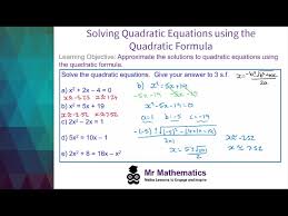 Solving Quadratic Equations Using The