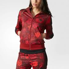 Details About Adidas Originals Red Flowers Roses Firebird Track Top Jacket Rita Zip Sexy Ora