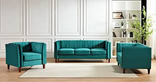 uspridefurniture plainfield line tufted square 3pcs living room set green velvet size one size