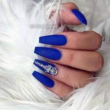 matte blue diamond nails my