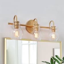 Gold Wall Vanity Sconces With Clear Glass Wall Lamp For Bathroom Walmart Com Walmart Com