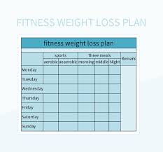 fitness weight loss plan excel template