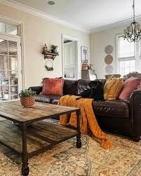 dark brown leather sofa living room