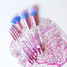 liquid glitter blue makeup brushes set