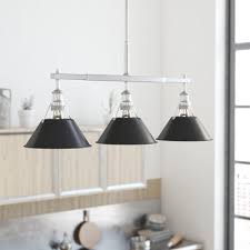 Weatherford Linear 3 Light Kitchen Island Pendant Trent Austin Design Shade Color Black Finish Pewter