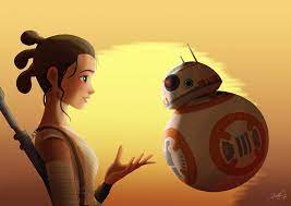 wallpaper 4k star wars rey and bb8