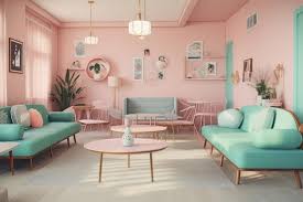 retro room with pastel color scheme