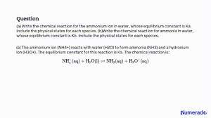 Chemical Reaction For The Ammonium Ion