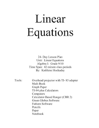 Linear Equations Algebra