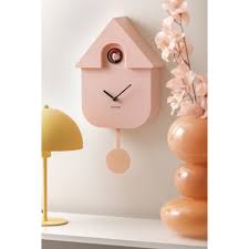 Wall Clock Modern Cuckoo Light Pink