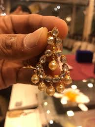 gold chandbali earrings design with