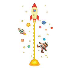 Diy Outer Space Planet Monkey Pilot Rocket Home Decal Height Measure Wall Sticker For Kids Room Baby Nursery Growth Chart Gifts Big Wall Decals Big
