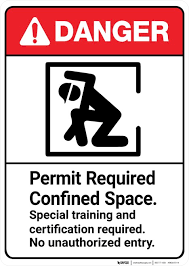 Danger Permit Required Confined Space Training Required Ansi Wall Sign