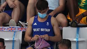 British diver tom daley was seen knitting in the stands while watching a women's diving event. 3layw8yzvwxclm