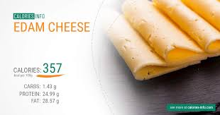 edam cheese calories in 100g or ounce