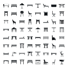 Outdoor Furniture Icons Set Simple