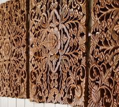 Ornate Carved Wood Panel Wall Art Set