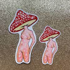 Mushroom Lady Sticker Naked Mushroom Sticker Small and - Etsy