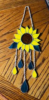 Sunflower Stained Glass Wind Chime Sun