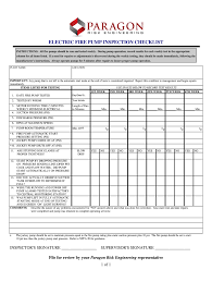 fire pump checklist format fill
